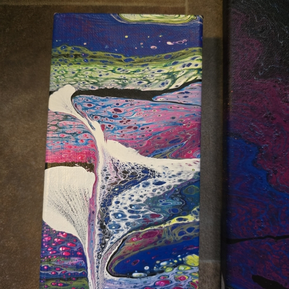 HANDCRAFTED Abstract 2pc Painting HANDMADE HANDPAINTED Wall Art Decor Artwork - Picture 4 of 17